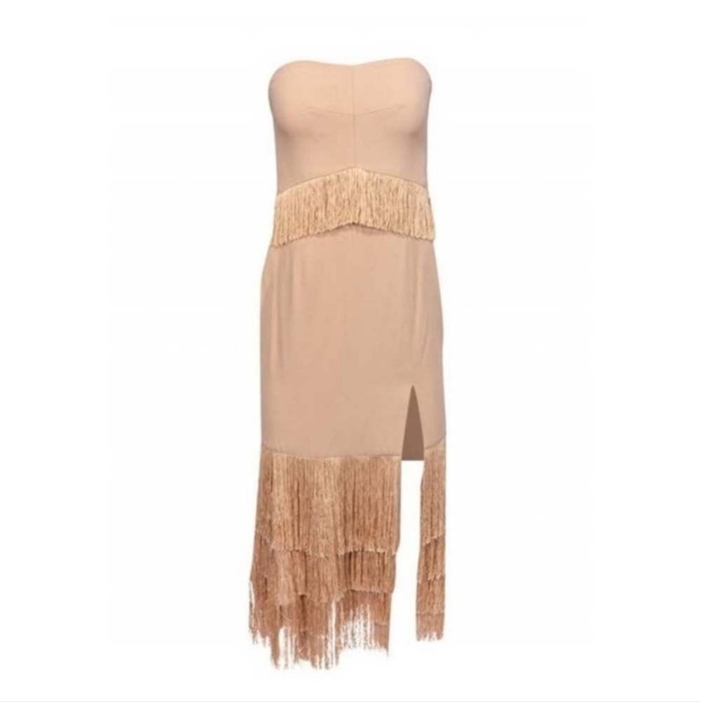 Jonathan Simkhai Nude fringe strapless dress - Picture 3 of 16